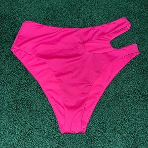 NWOT  Victoria’s Secret Hot Pink Cutout Bikini Bottoms Medium